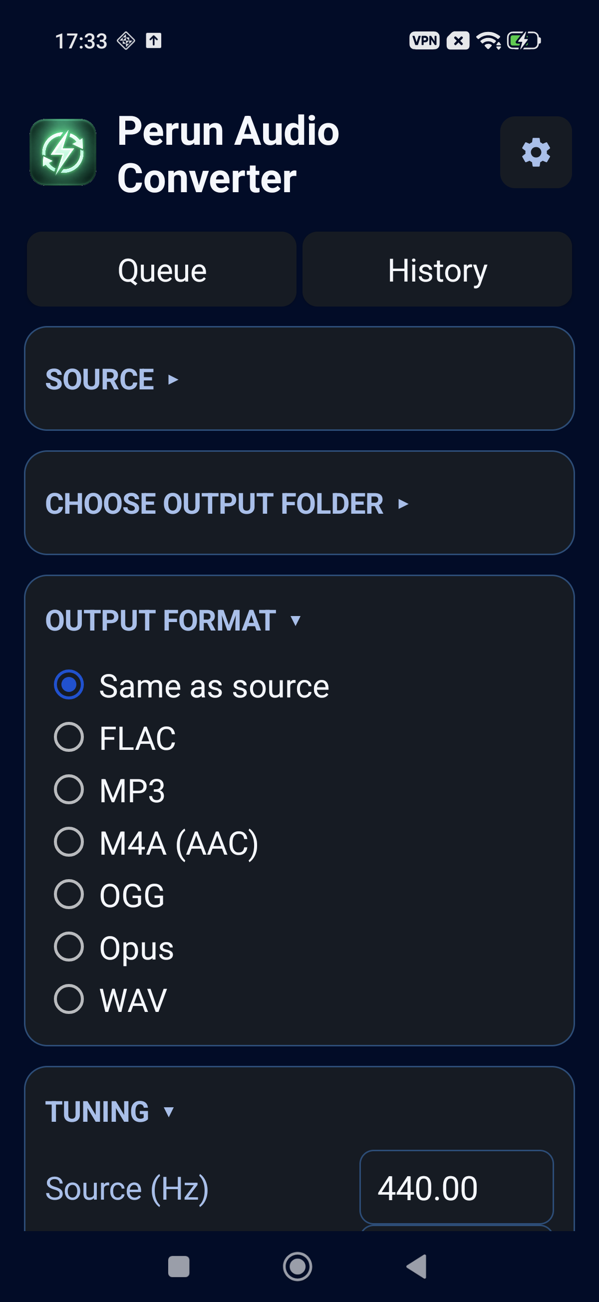 Perun Audio Converter — output-formats
